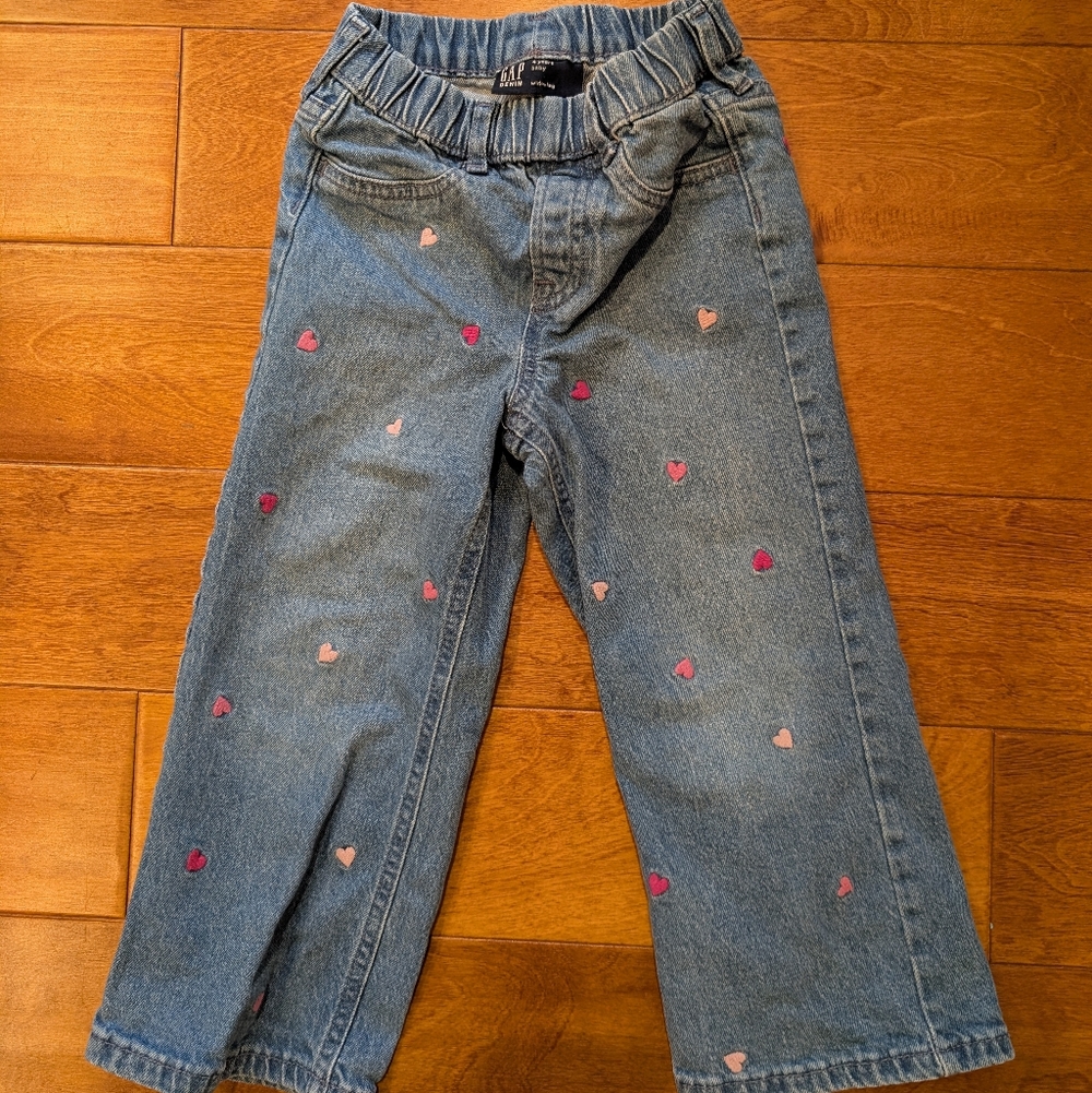 GAP Kids Blue Jeans with Pink Heart Details